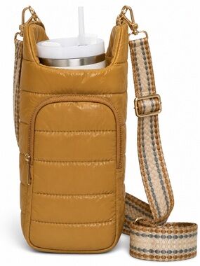 Camel Glossy Wanderfull Crossbody Bag with Detachable Strap
